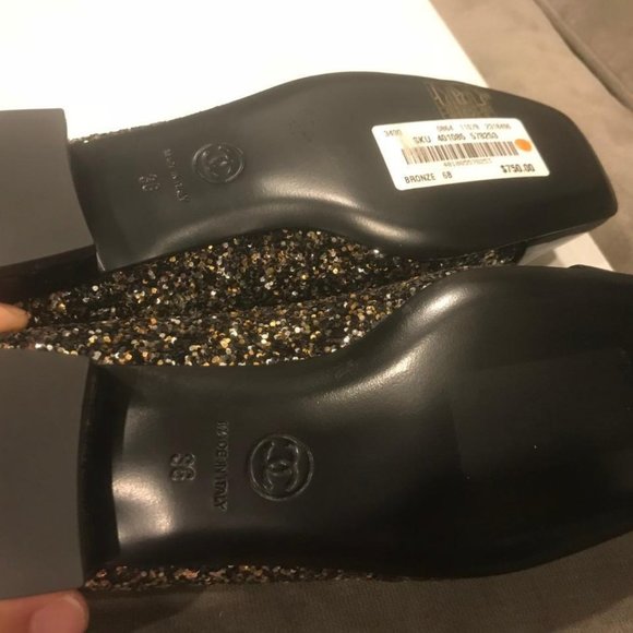 CHANEL 17K Milky Way Glitter Patent Cap Toe Loafers Moccasin Shoes Flats - Picture 10 of 10